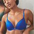 Plunge Padded Underwired Bra, Blue