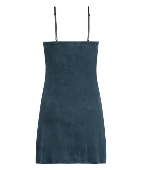 Velours Scallop Lace Slipdress, Blue