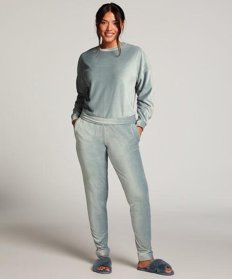Velour rib jogging bottoms, Blue