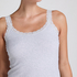 Ribbed Lace Singlet, Beige