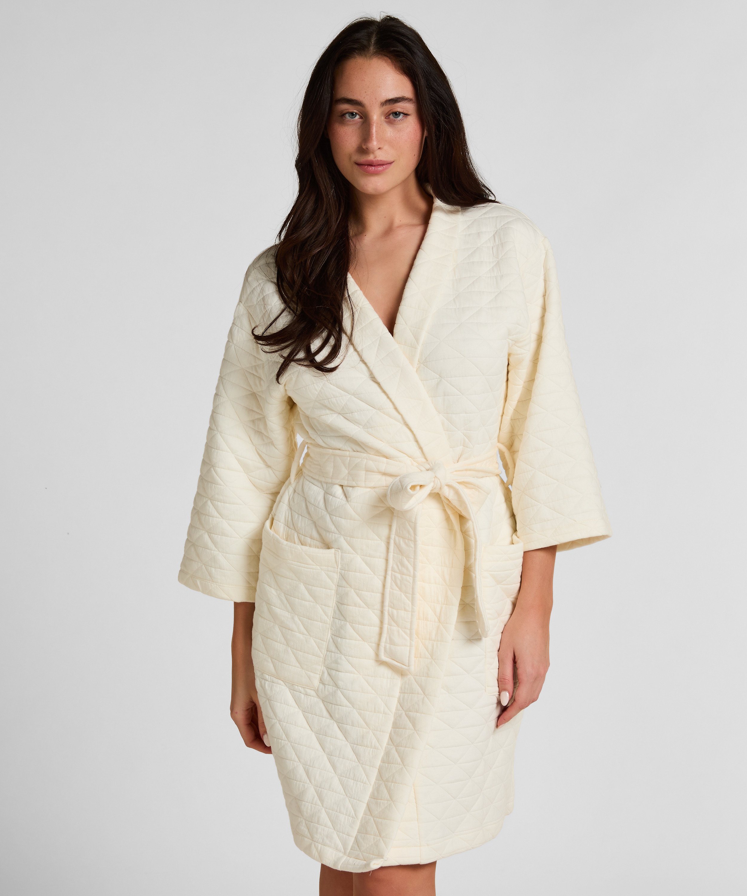 Quilted Robe, White, main