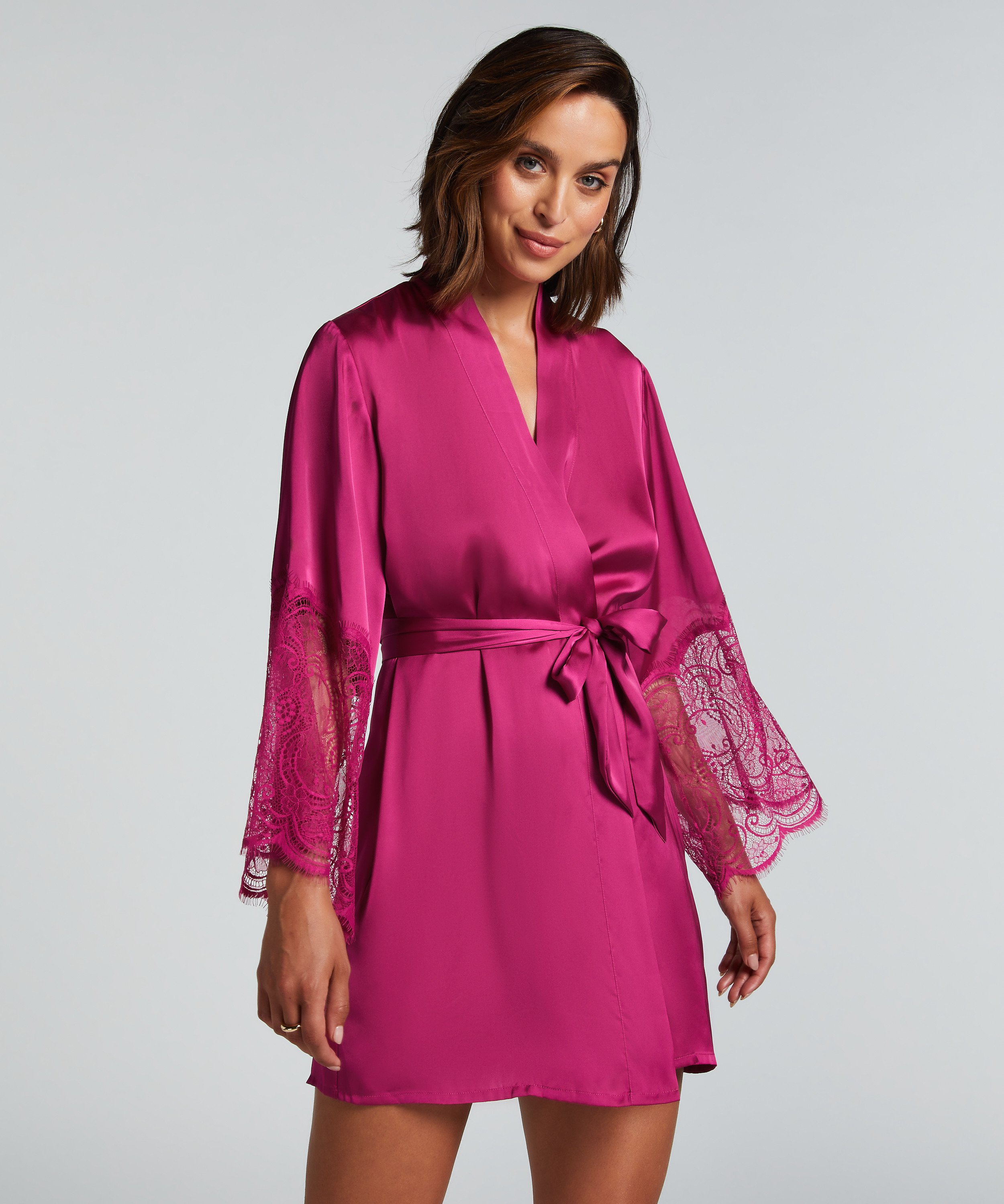 Satin Kimono, Pink, main