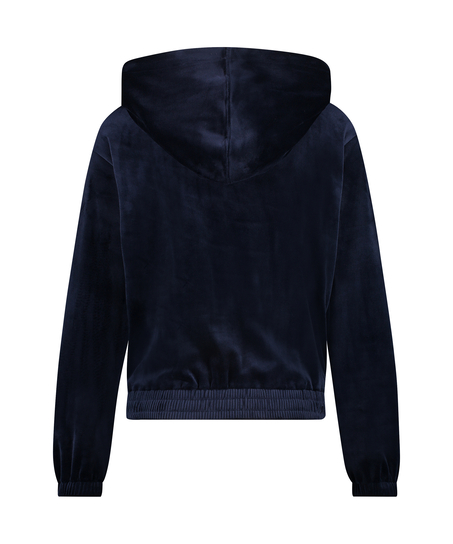 Velour hoodie jacket, Blue