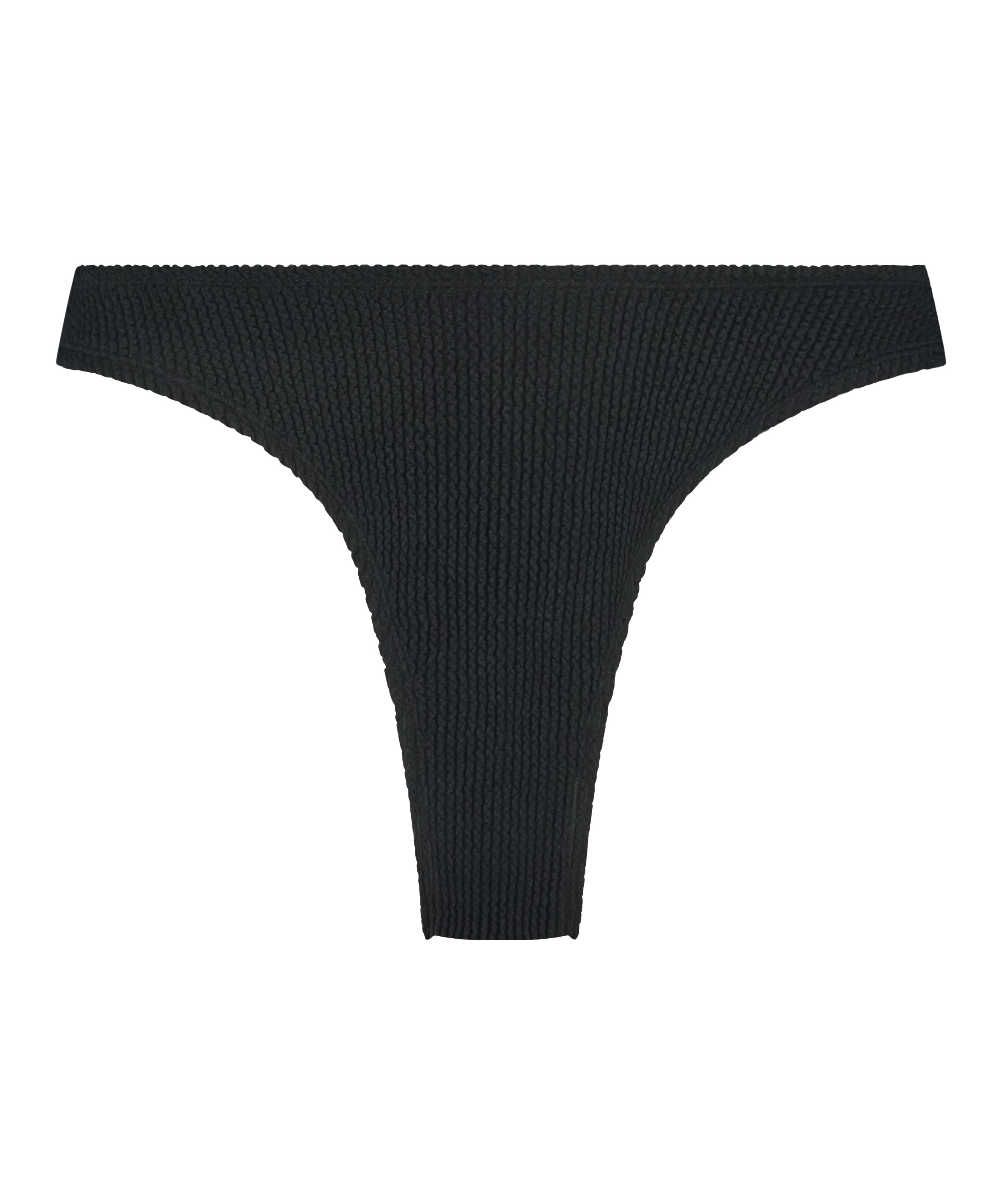 Crinkle High-Leg Bikini Bottoms, Black, main