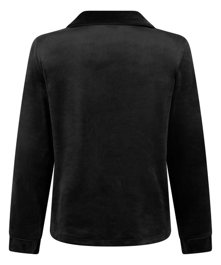 Velours Long-Sleeved Jacket, Black