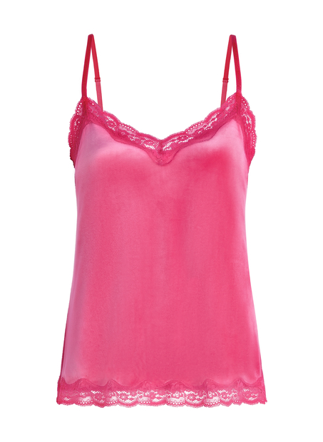Velours Lace Cami Top, Pink