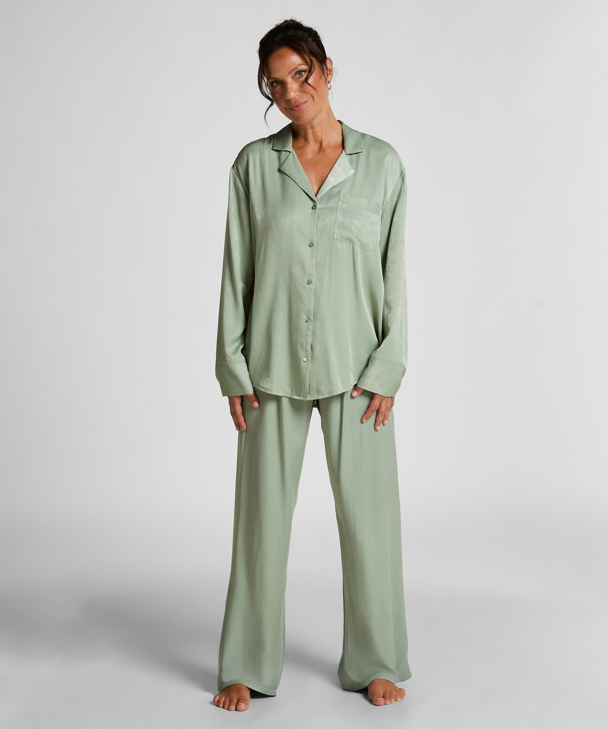 Ayla Satin Long-Sleeved Jacket, Green, main