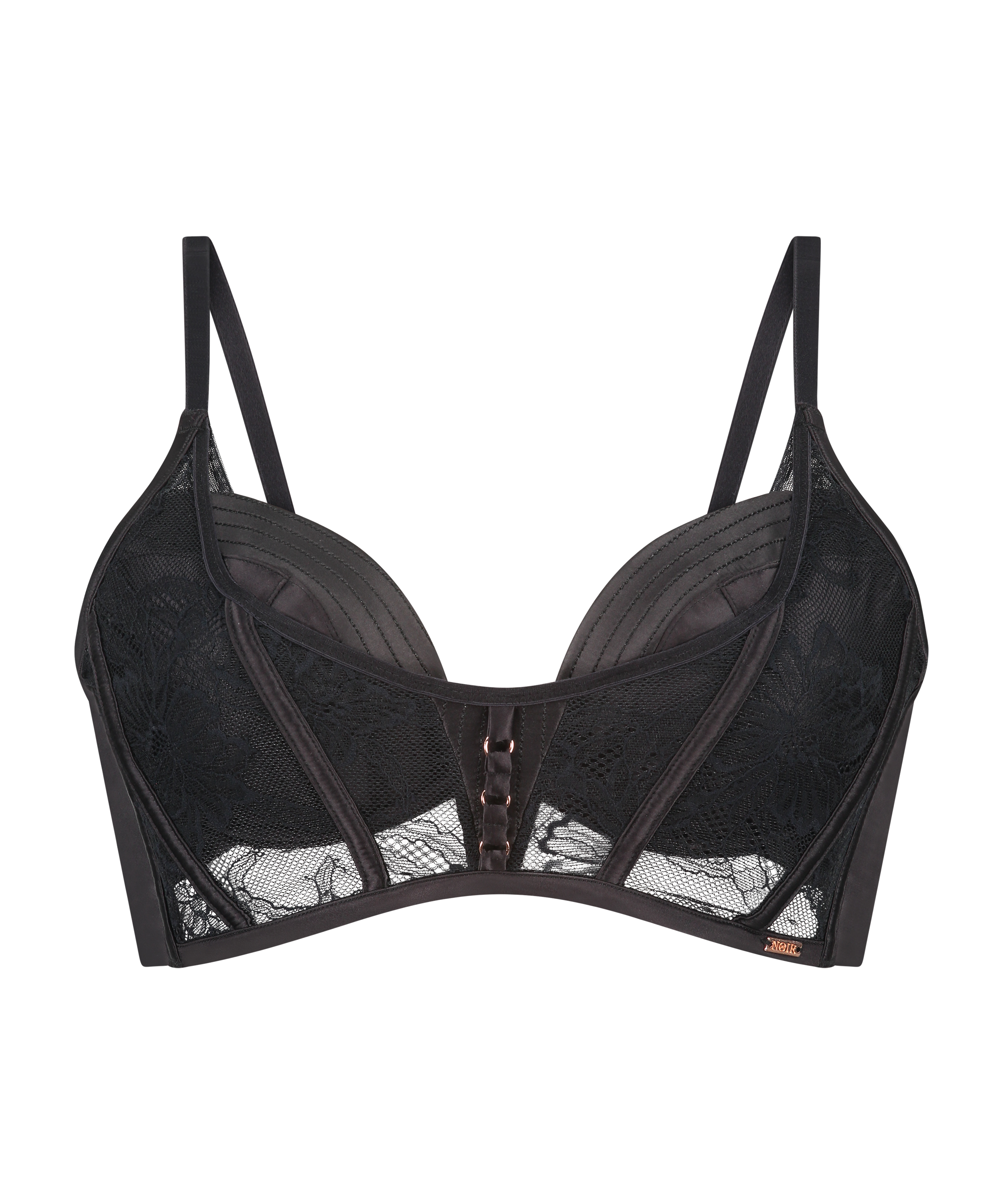 Allura Padded Underwired Longline Bra, Black, main