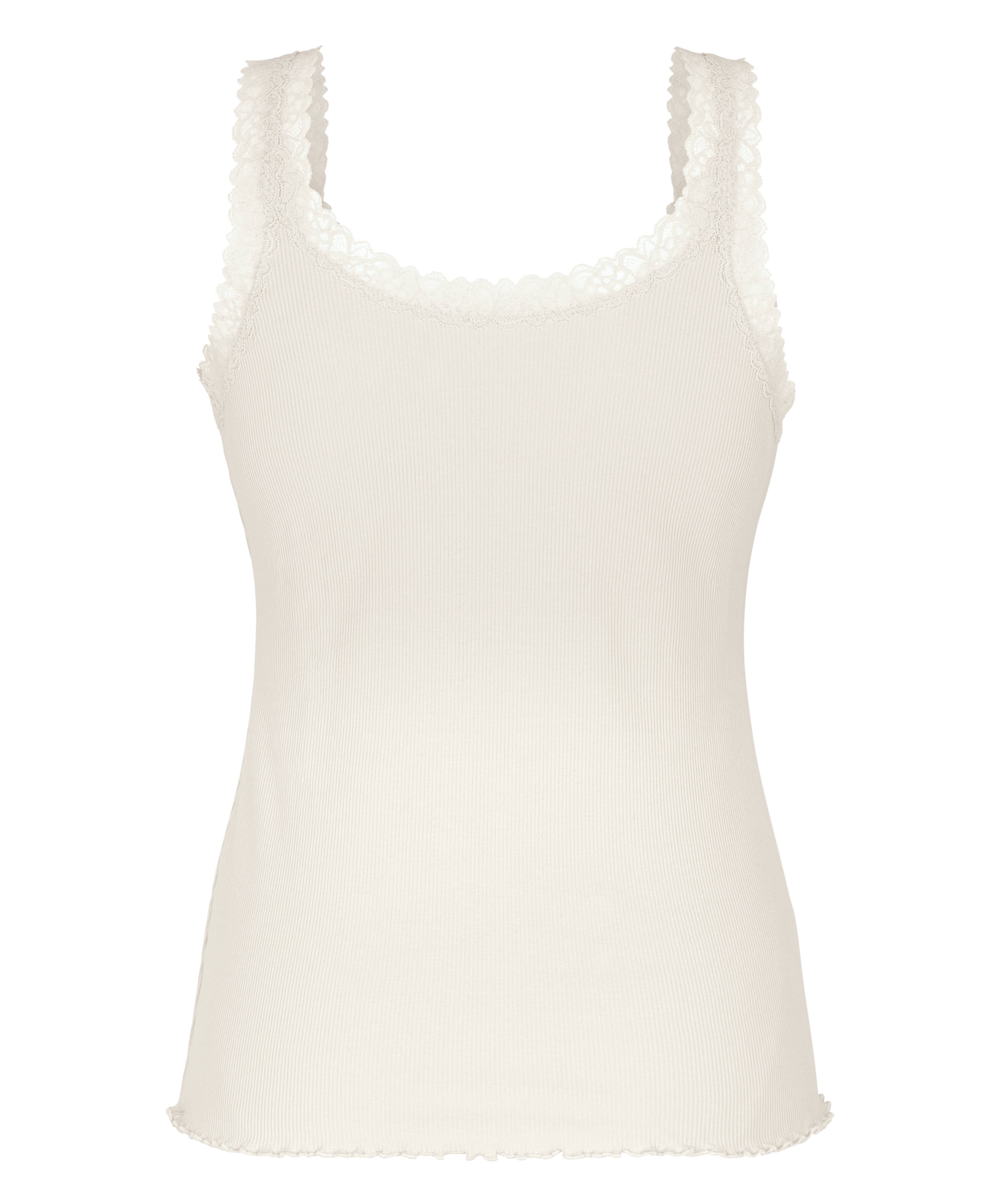 Singlet Rib Jersey Lace, White, main
