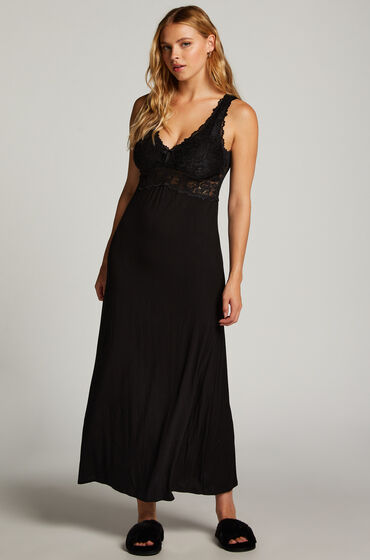 Hunkemöller Nora Lace Long Slip Dress Black