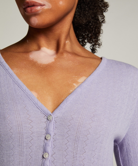 Henley Pyjama Top, Purple