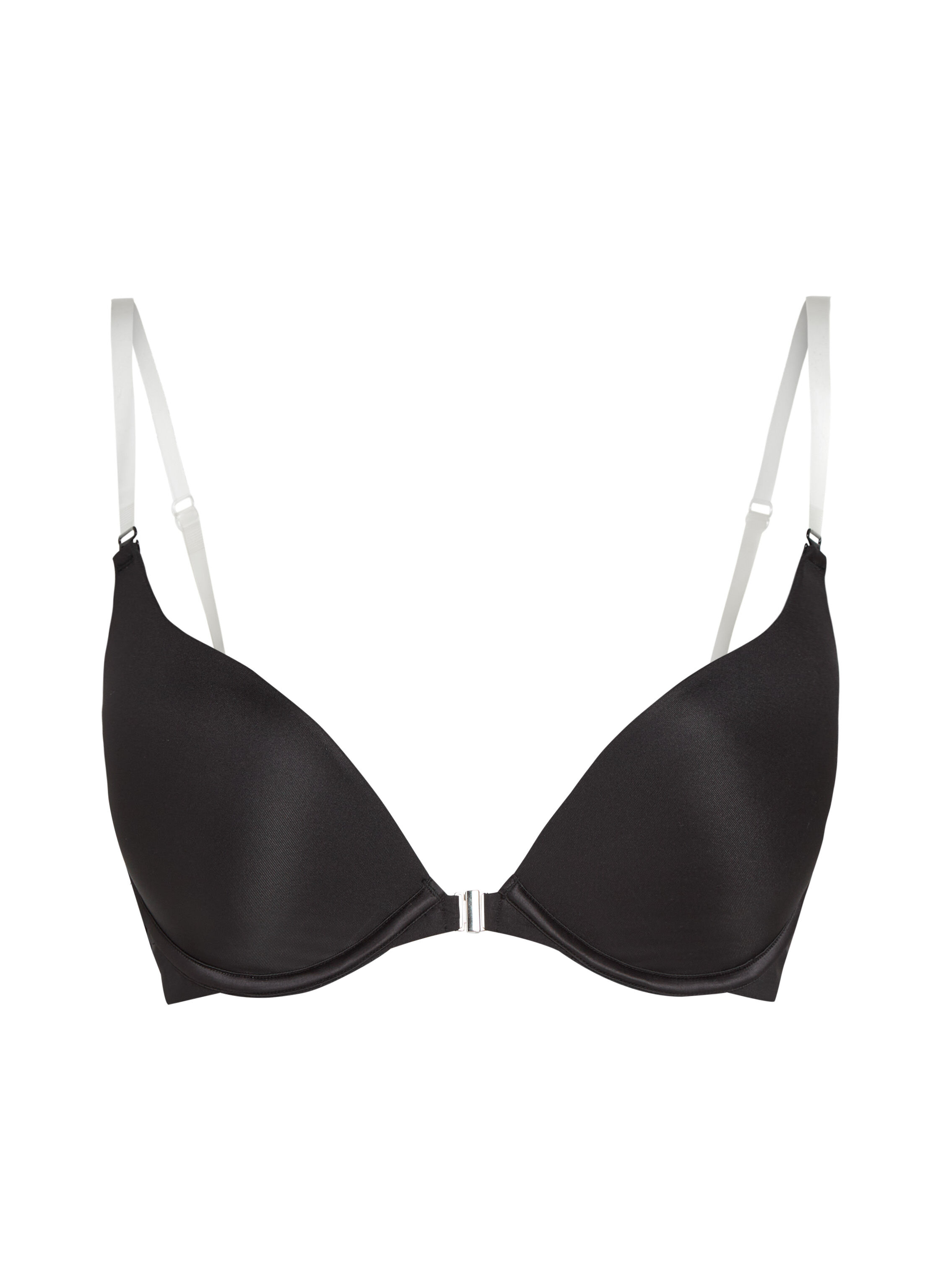 Transparant Padded Underwired Push-Up Bra, Black