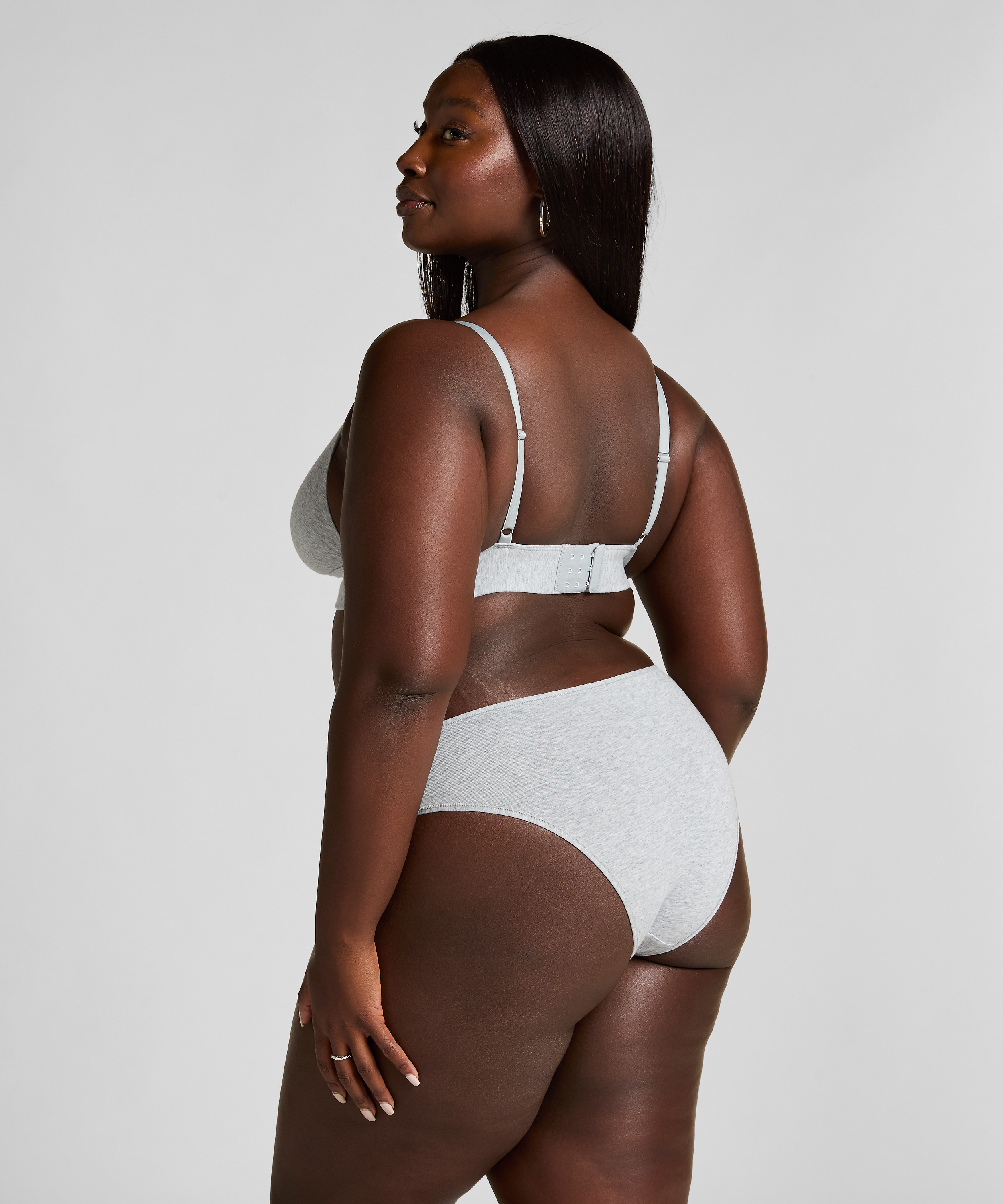 Cotton High Leg Brazilian, Gray, main