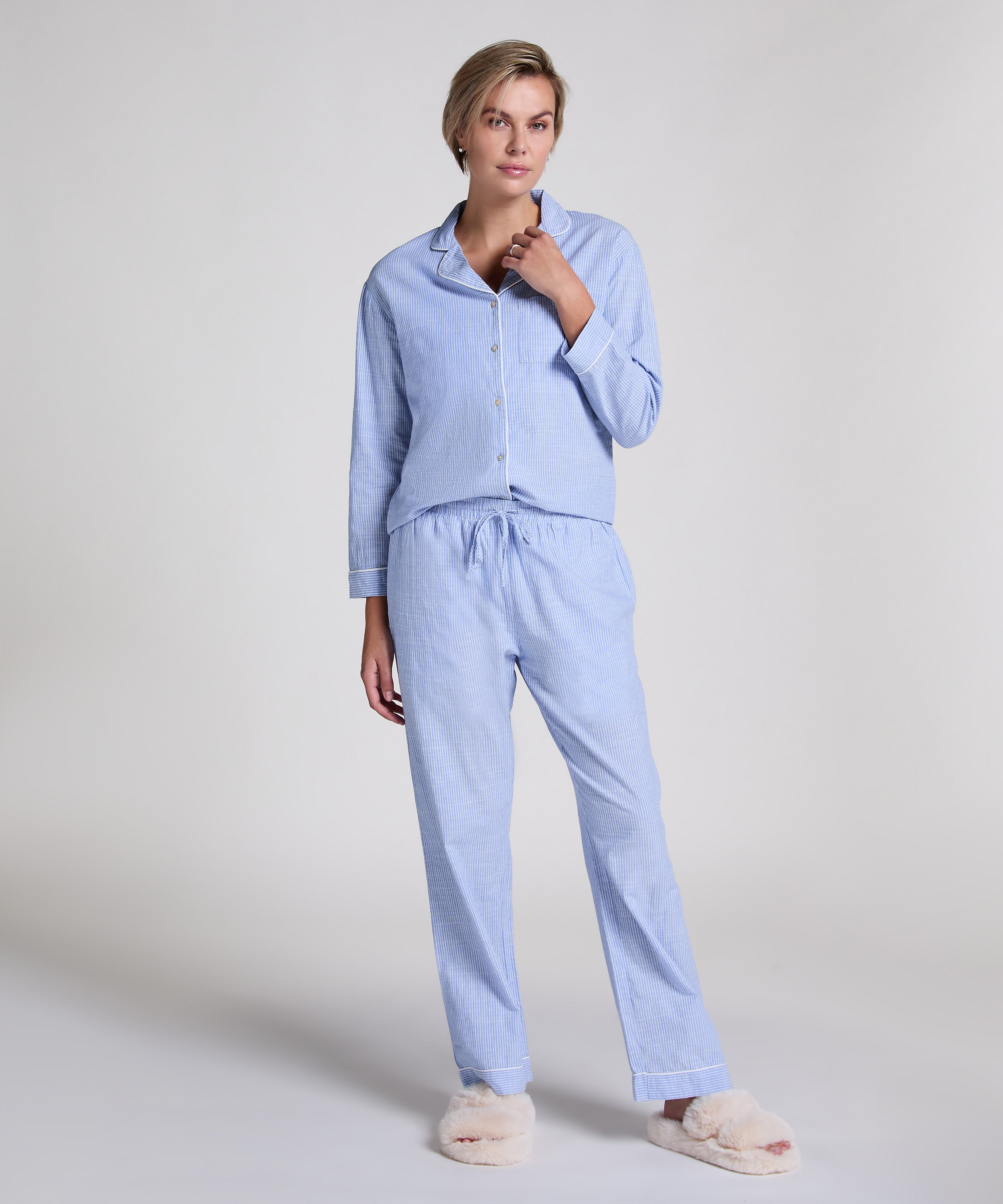 Petite Cotton Pyjama Pants, Blue, main