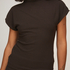 Top Short Sleeves Rib Mockneck, Brown