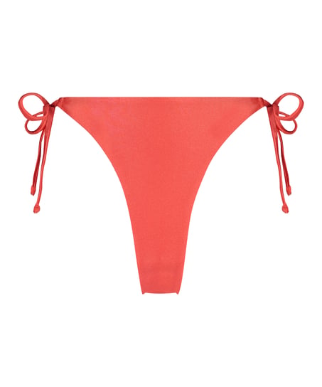 Luxe Cheeky Tanga Bikini Bottoms, Red