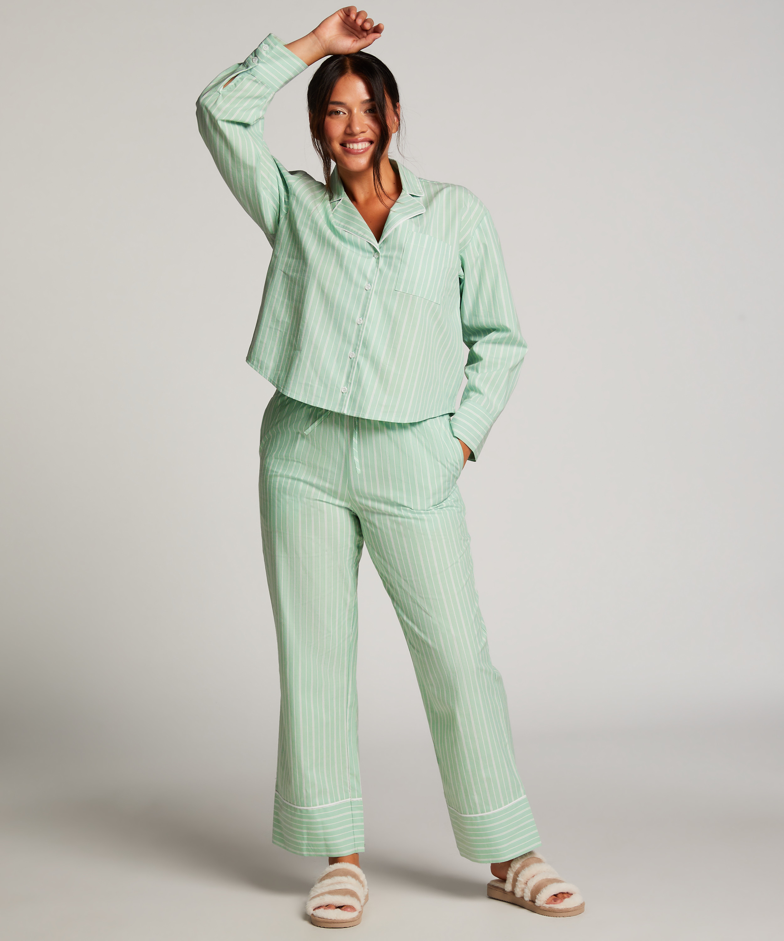 Cotton Pyjama Pants, Green, main