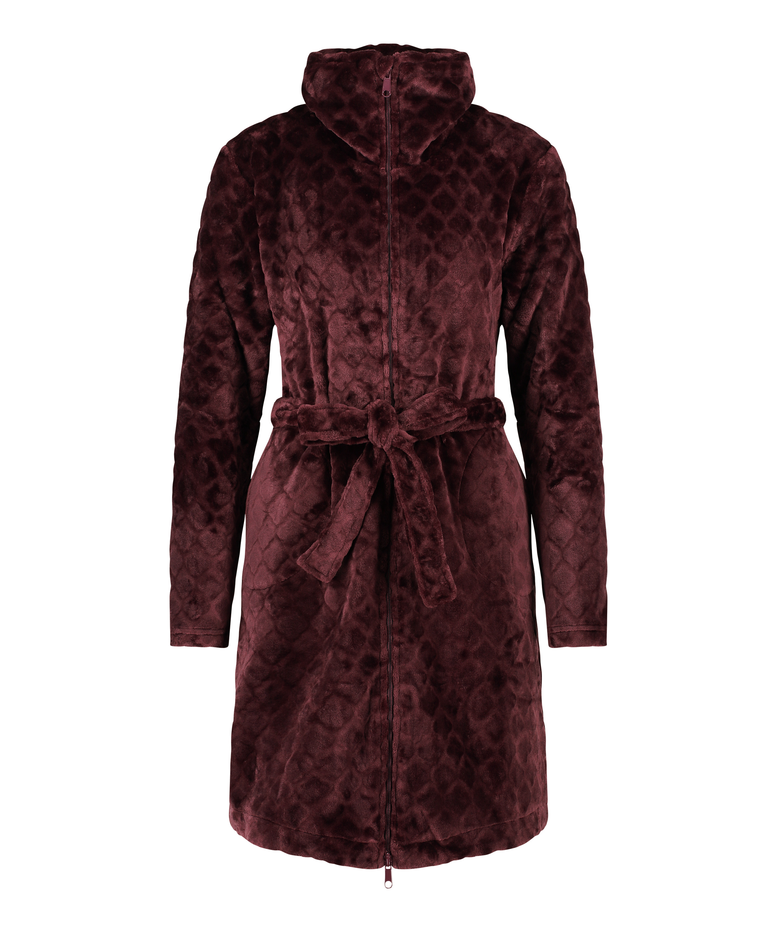 Fleece Zip Bathrobe, Purple, main