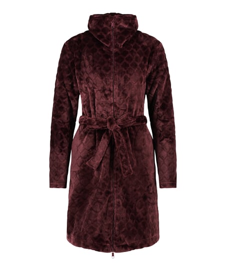Fleece Zip Bathrobe, Purple