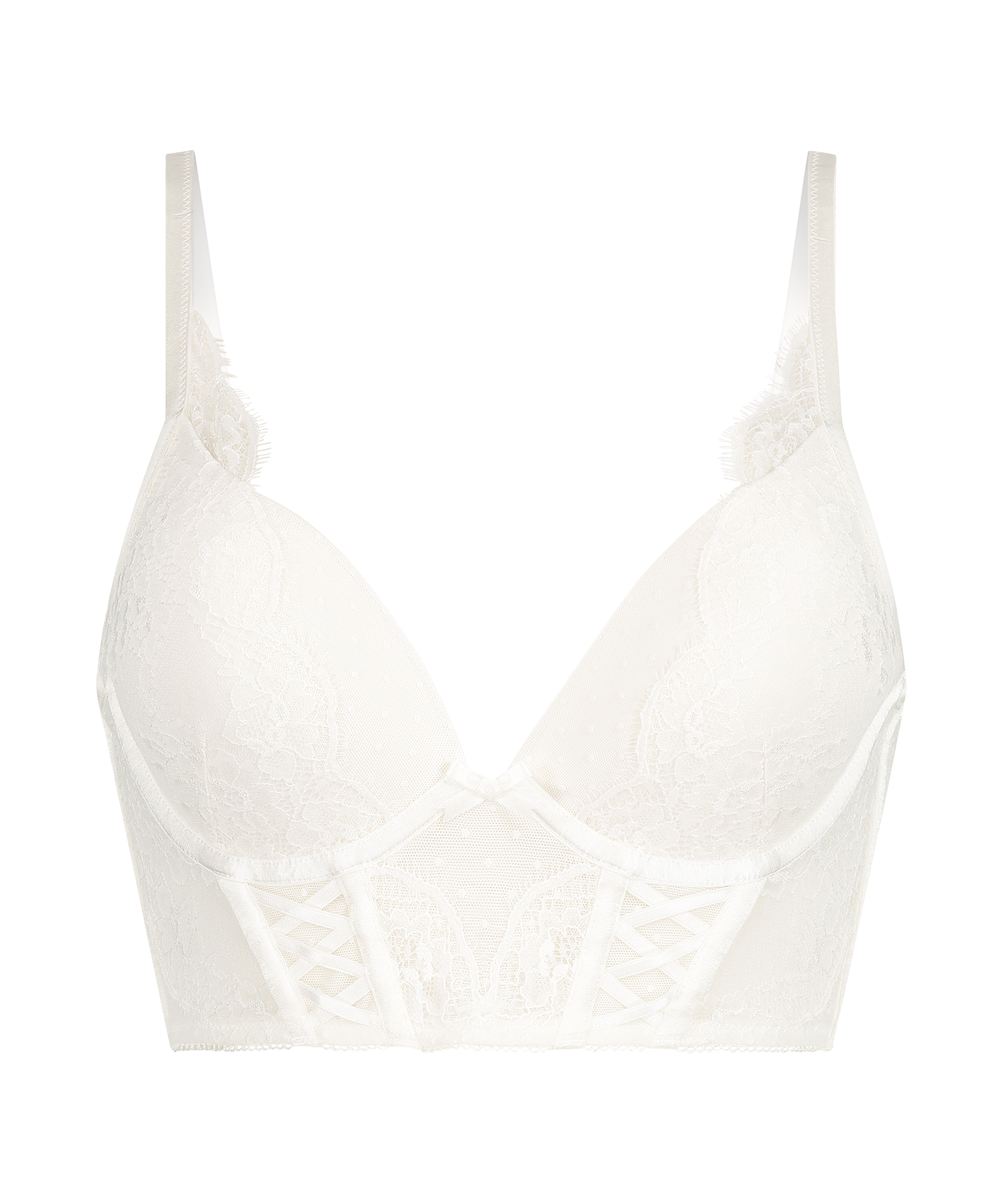 Jolie Padded Push-up Longline Underwired Bra, White, main