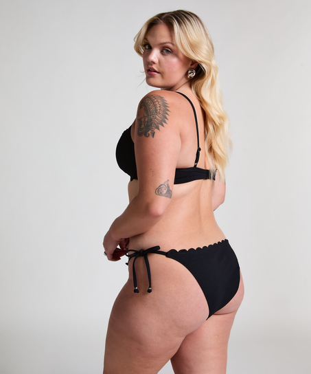 Scallop Padded Underwired Bikini Top, Black
