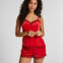 Velours Lace Cami Top, Red