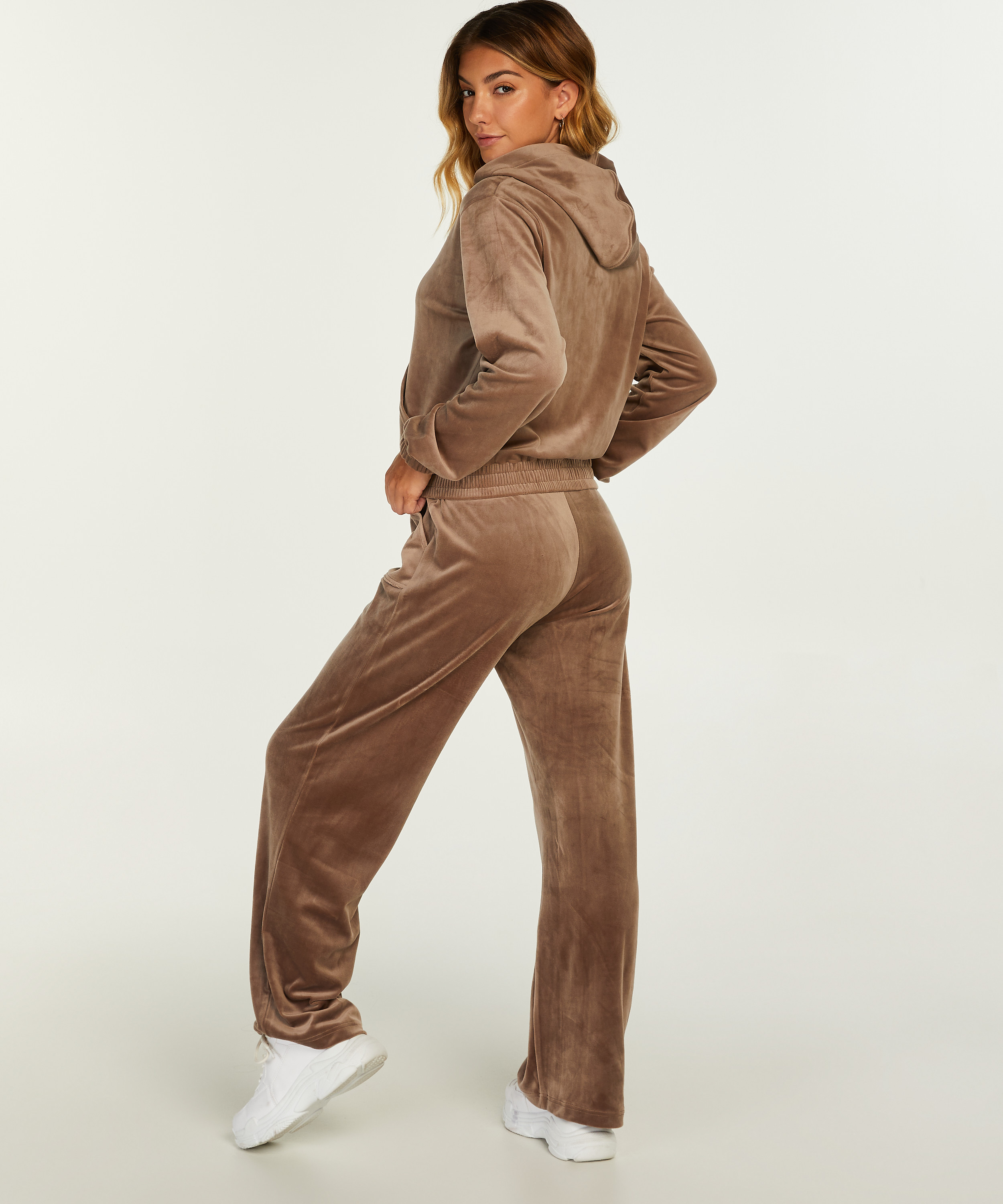 Velour Joggers, Brown, main