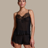 Plisse Lace Cami, Black
