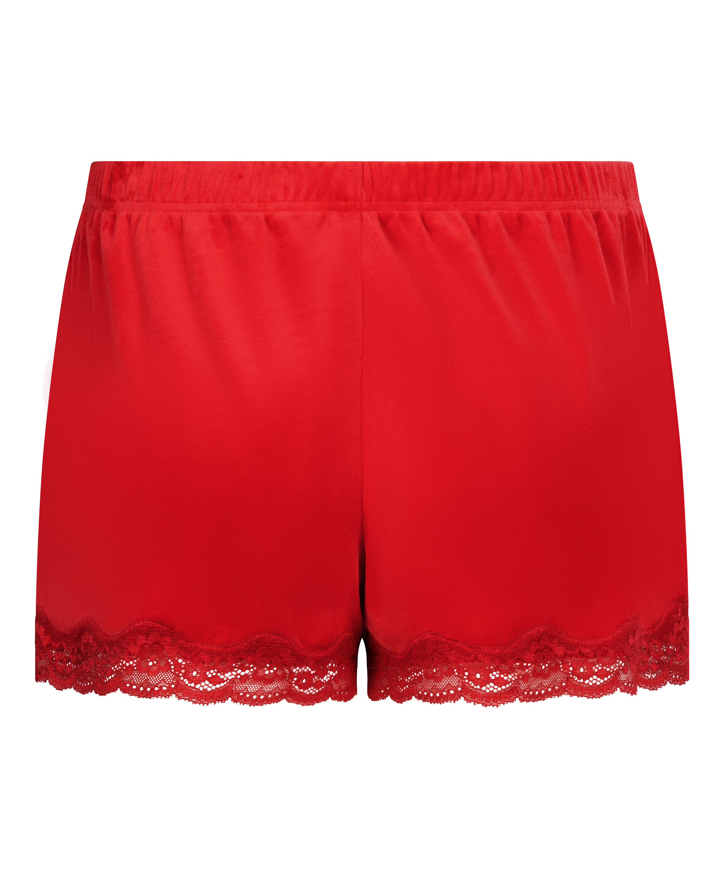 Pyjama Short Velours Scallop Lace, Red, main