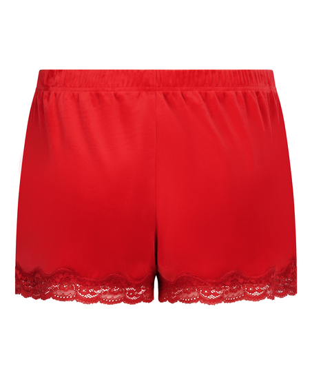 Pyjama Short Velours Scallop Lace, Red