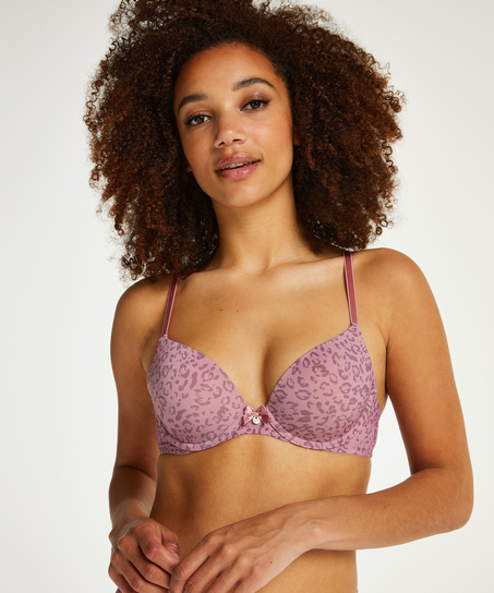 Animal Padded Underwired Bra, Purple