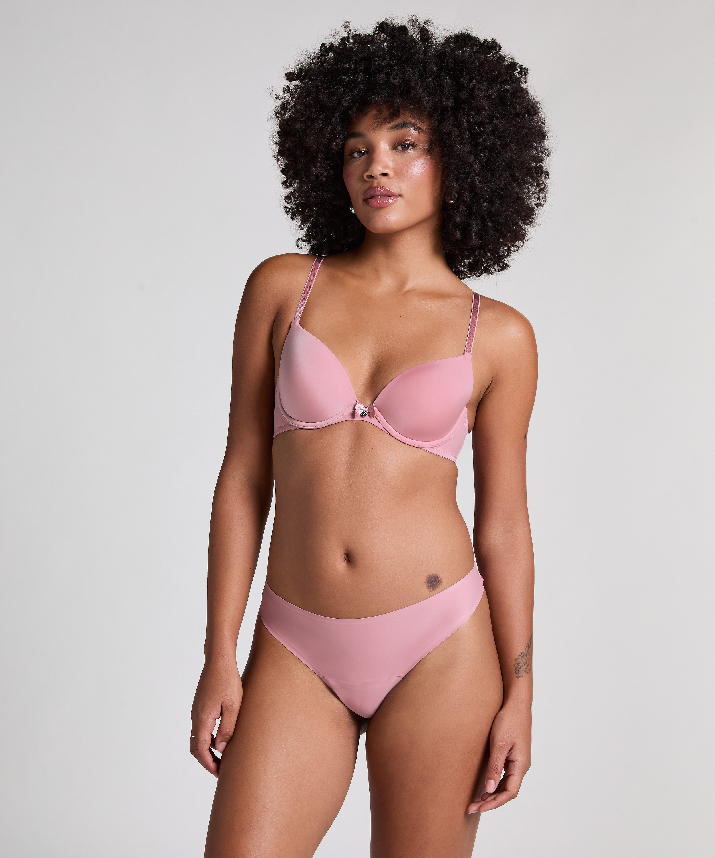 Plunge Padded Underwired Bra, Pink, main