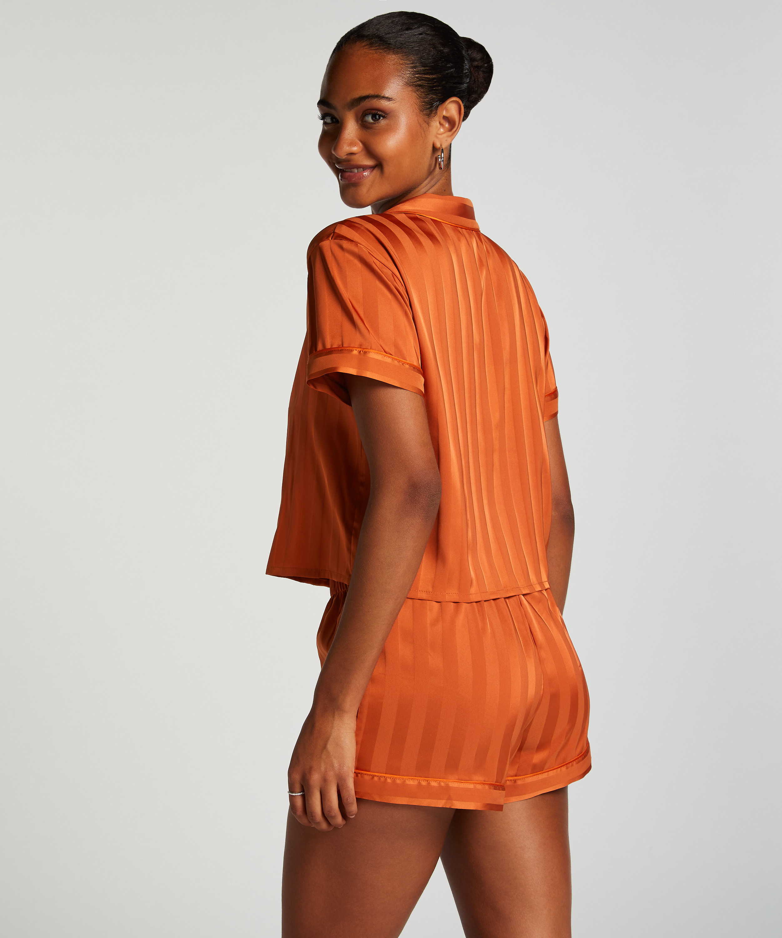 Satin Short-Sleeved Jacket, Orange, main