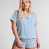Satin Short-Sleeved Jacket, Blue