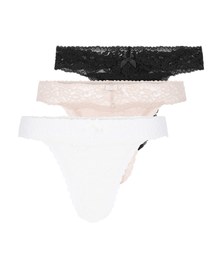 3 Pack Madison Thong, Beige