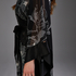 Lotus long chiffon kimono, Black