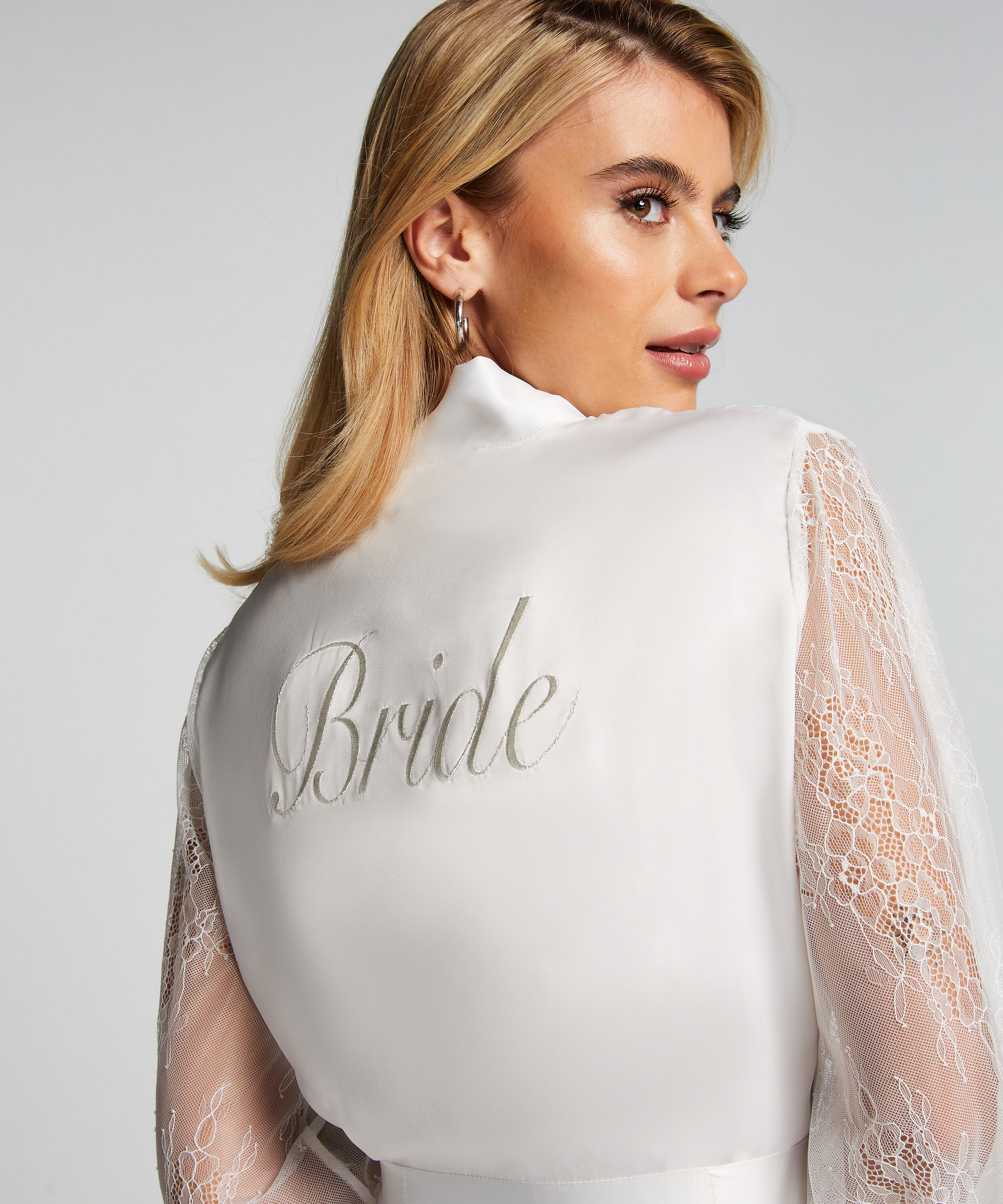 Bride Satin Kimono, White
