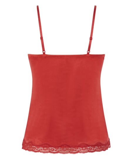 Velours Lace Cami Top, Red