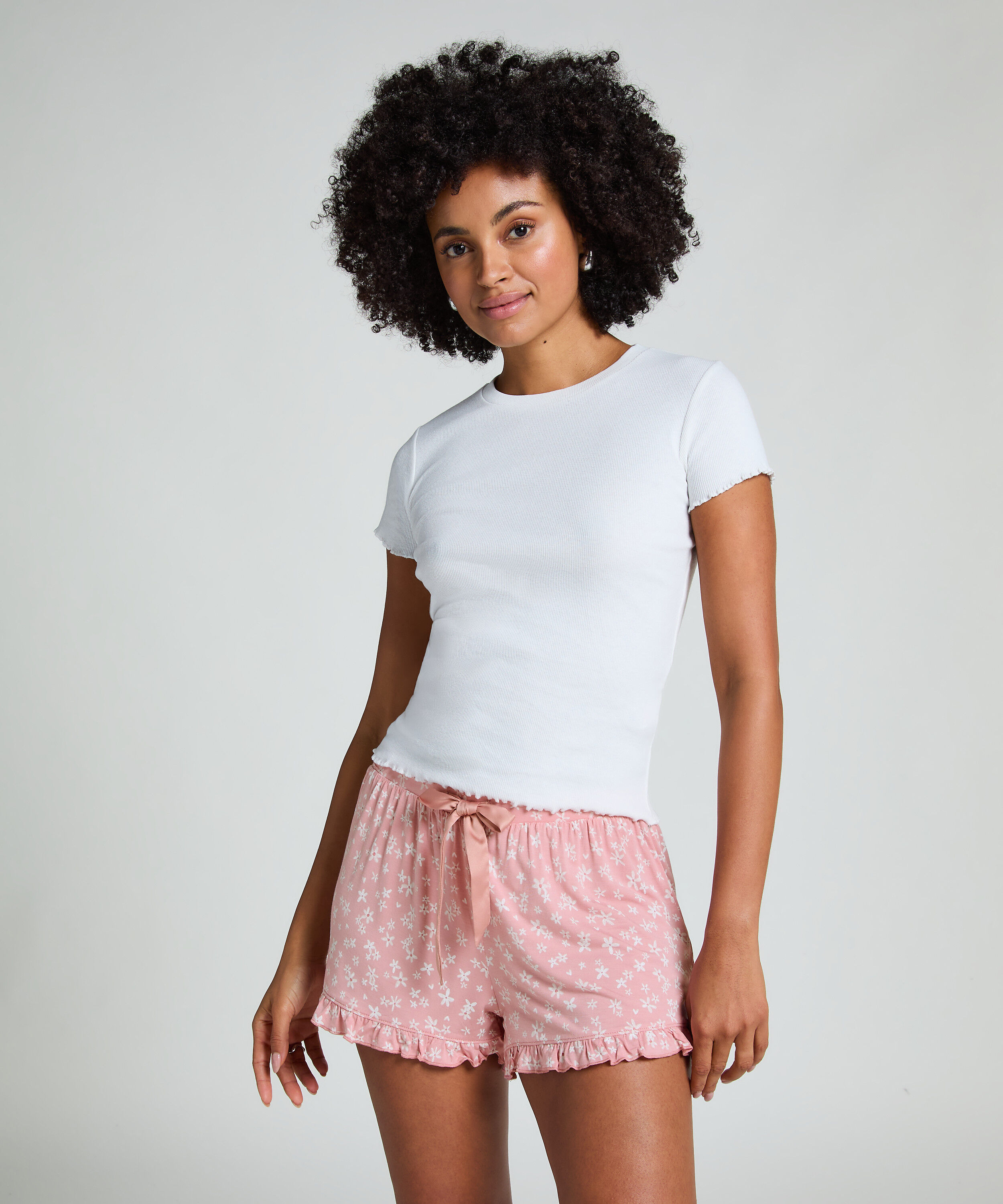 Jersey Ruffled Shorts, Pink