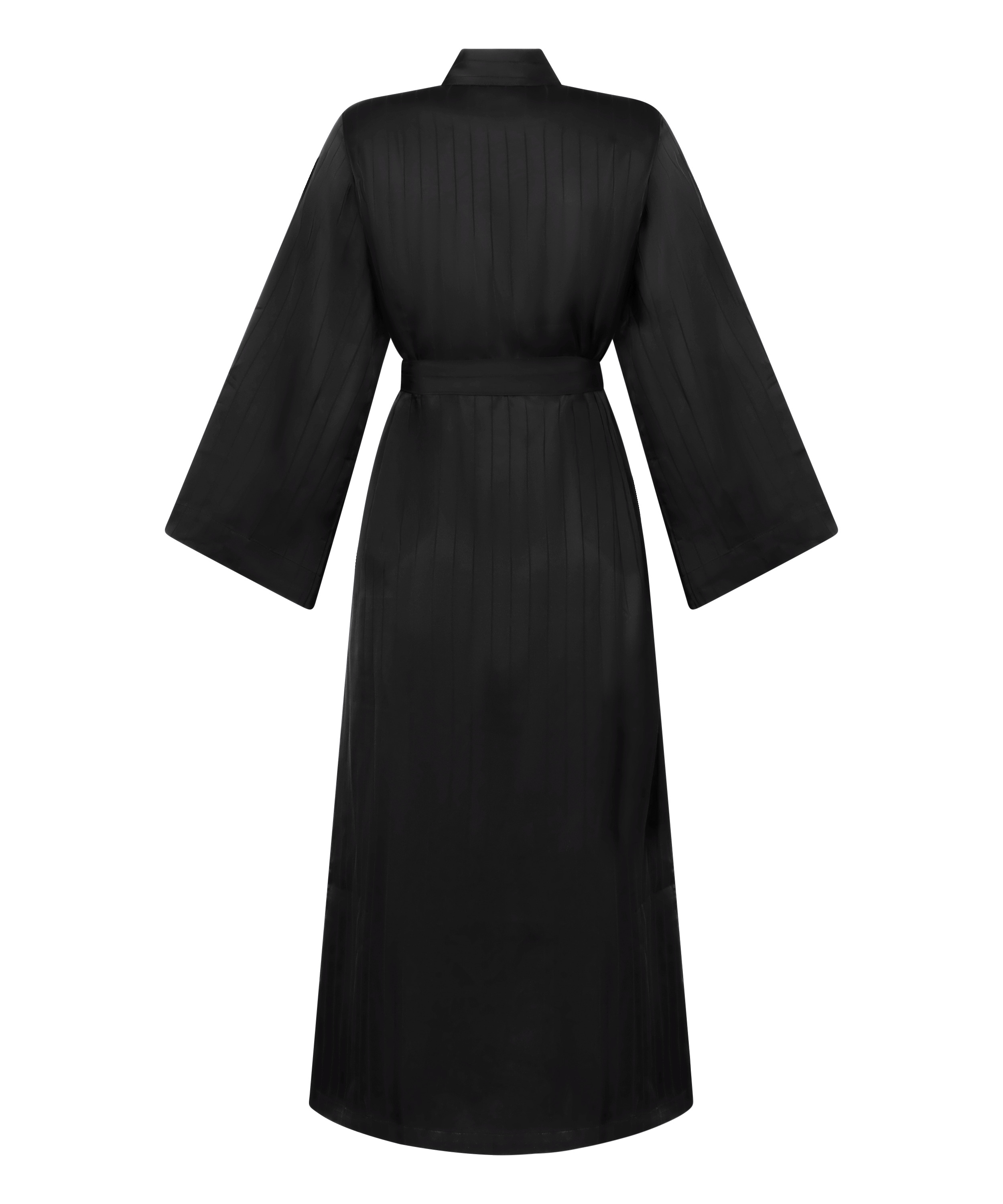 Satin Pinstripe Kimono, Black, main