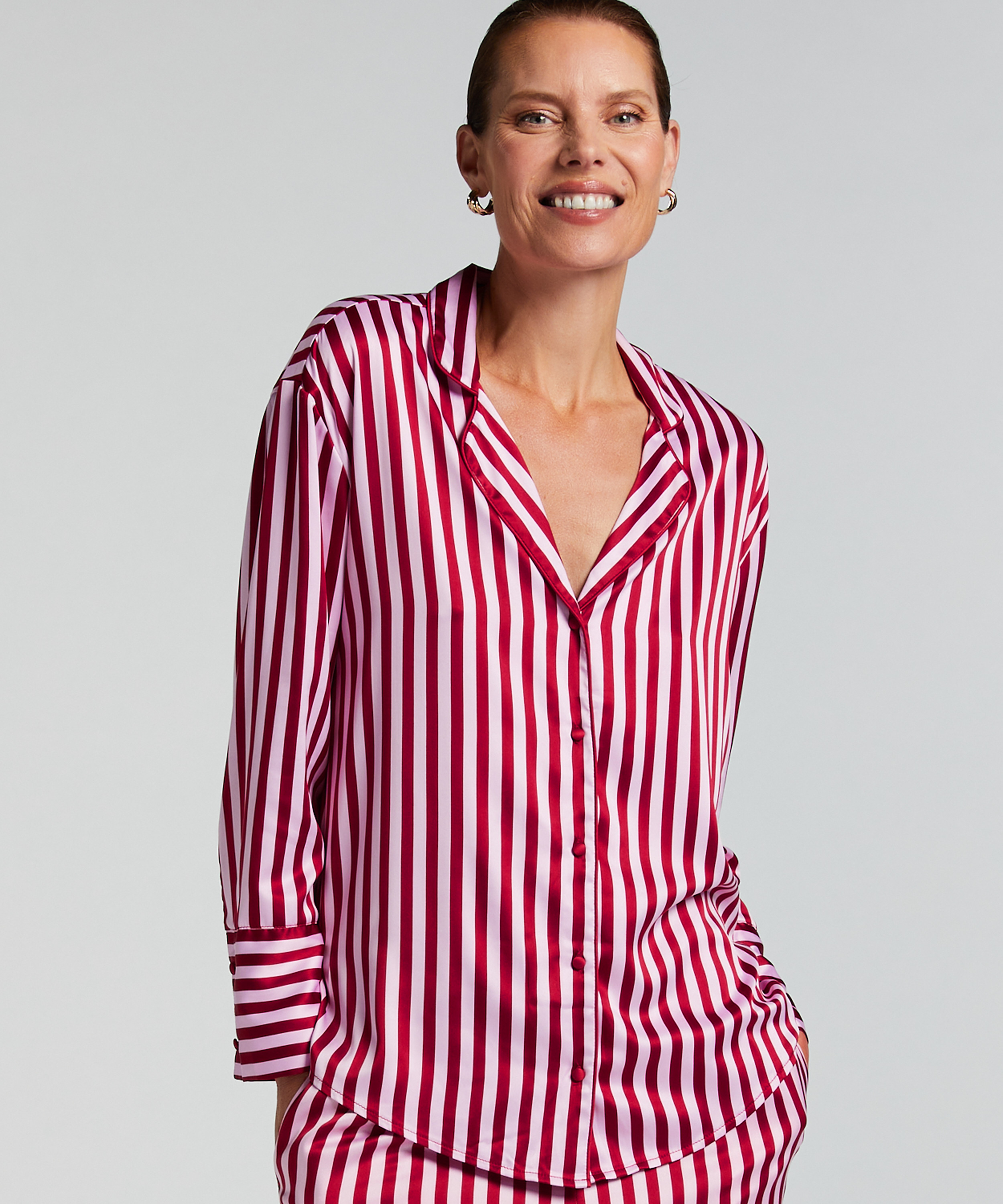 Satin Long-Sleeved Jacket, Pink, main