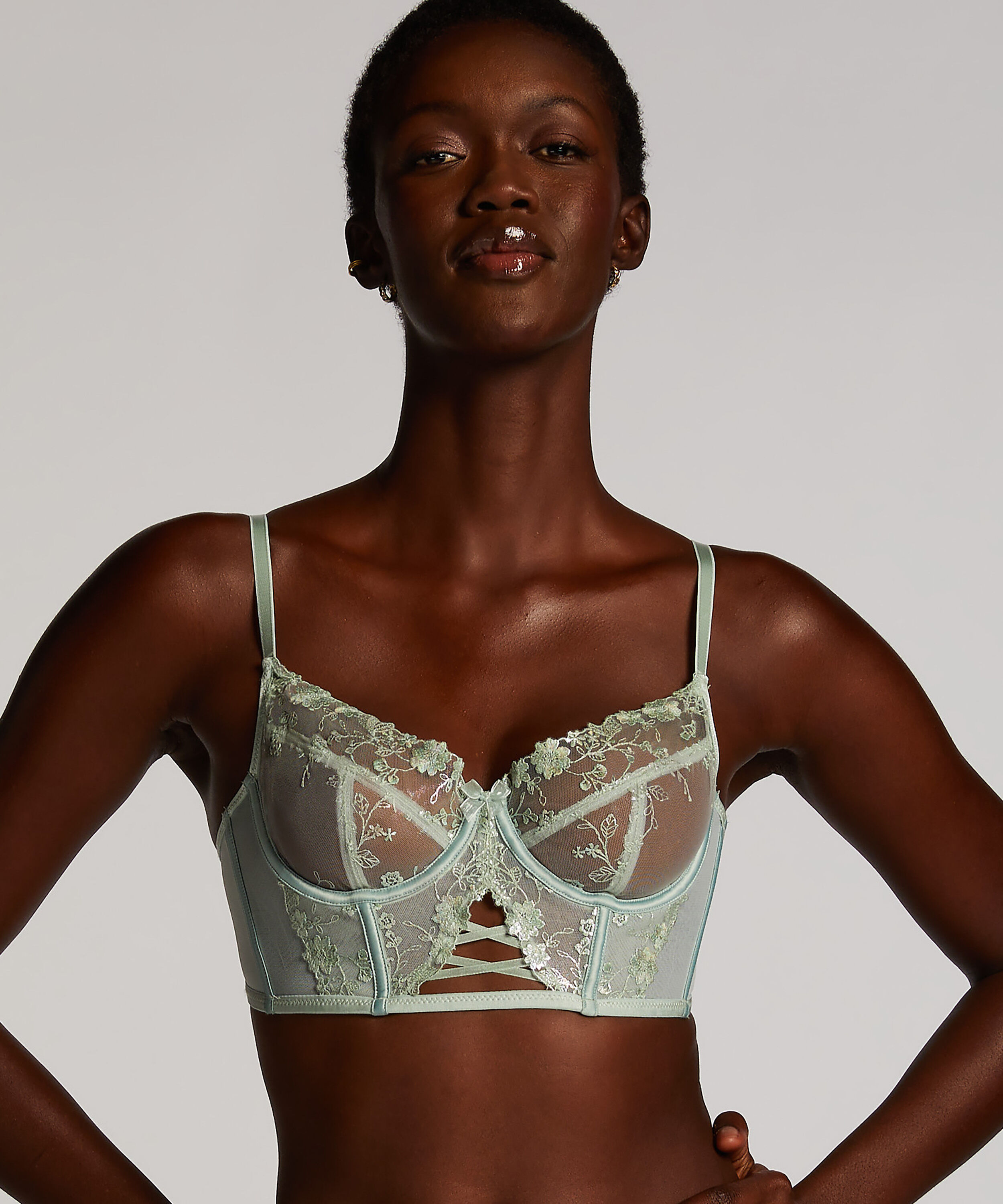 Lillia Non-Padded Underwired Longline Bra, Green