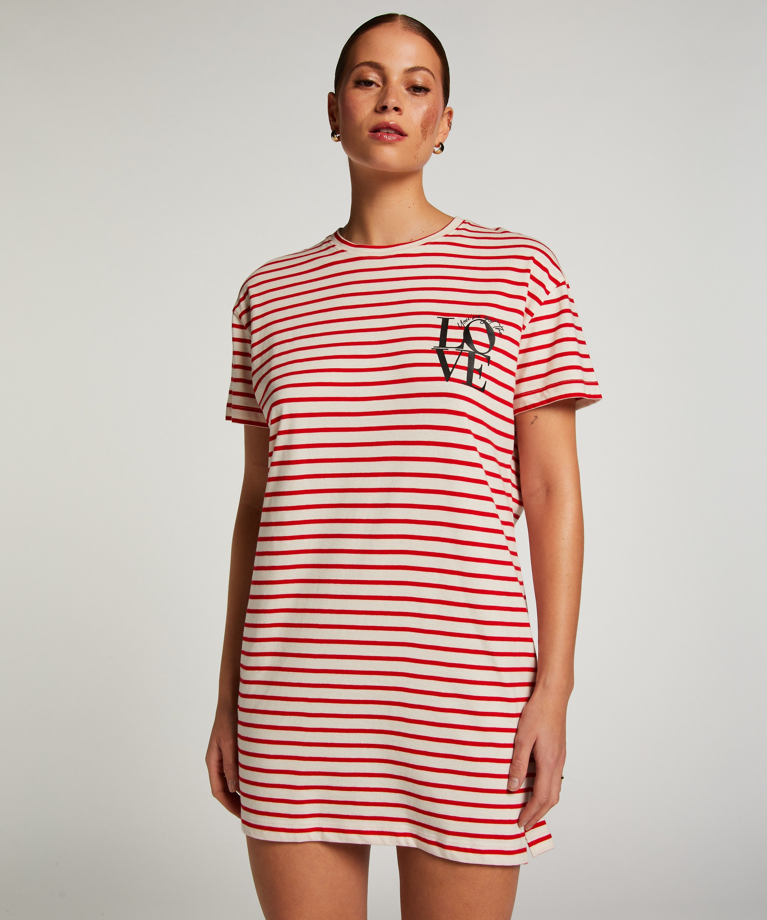 Round Neck Nightshirt, Red, main