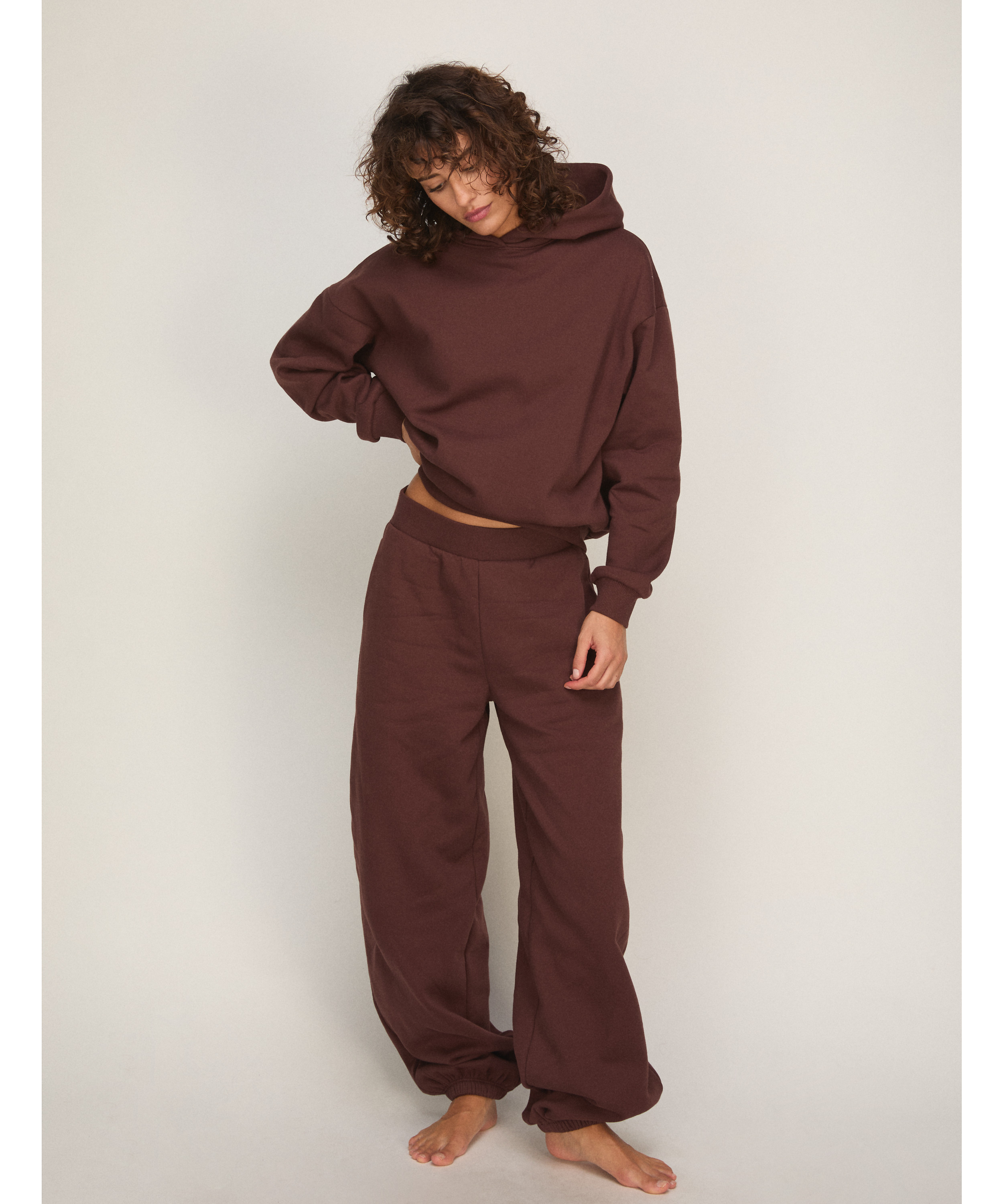 Hoodie brushed sweat, Brown, main