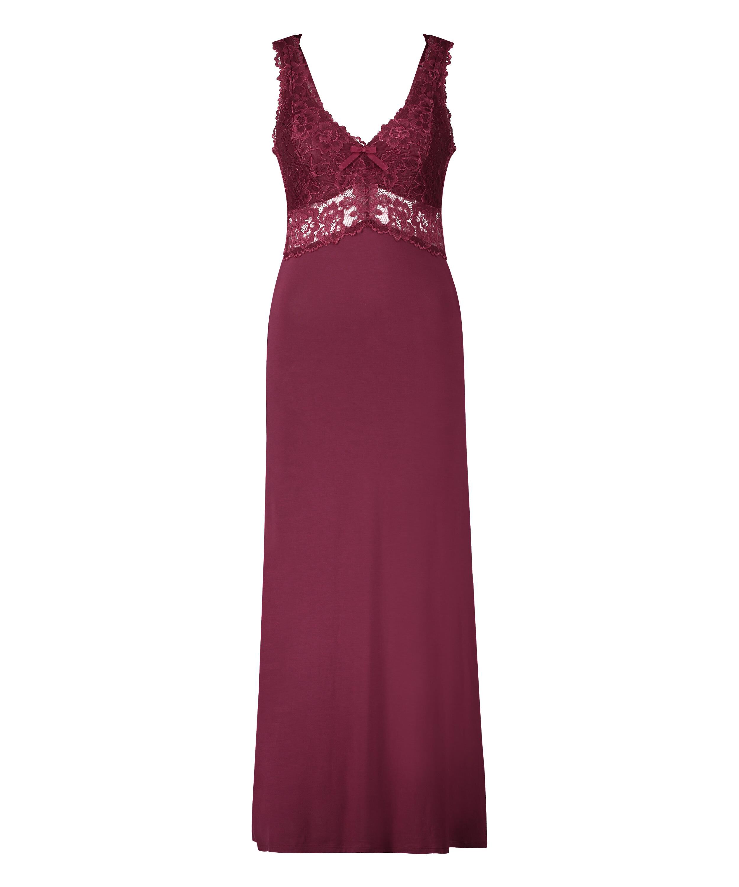 Nora Lace Long Slip Dress, Purple