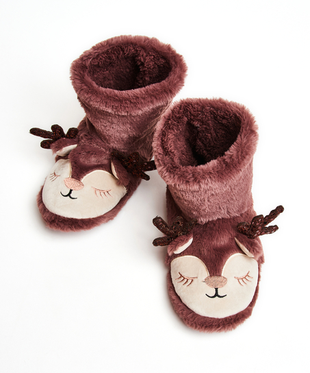 Reindeer Slippers, Purple