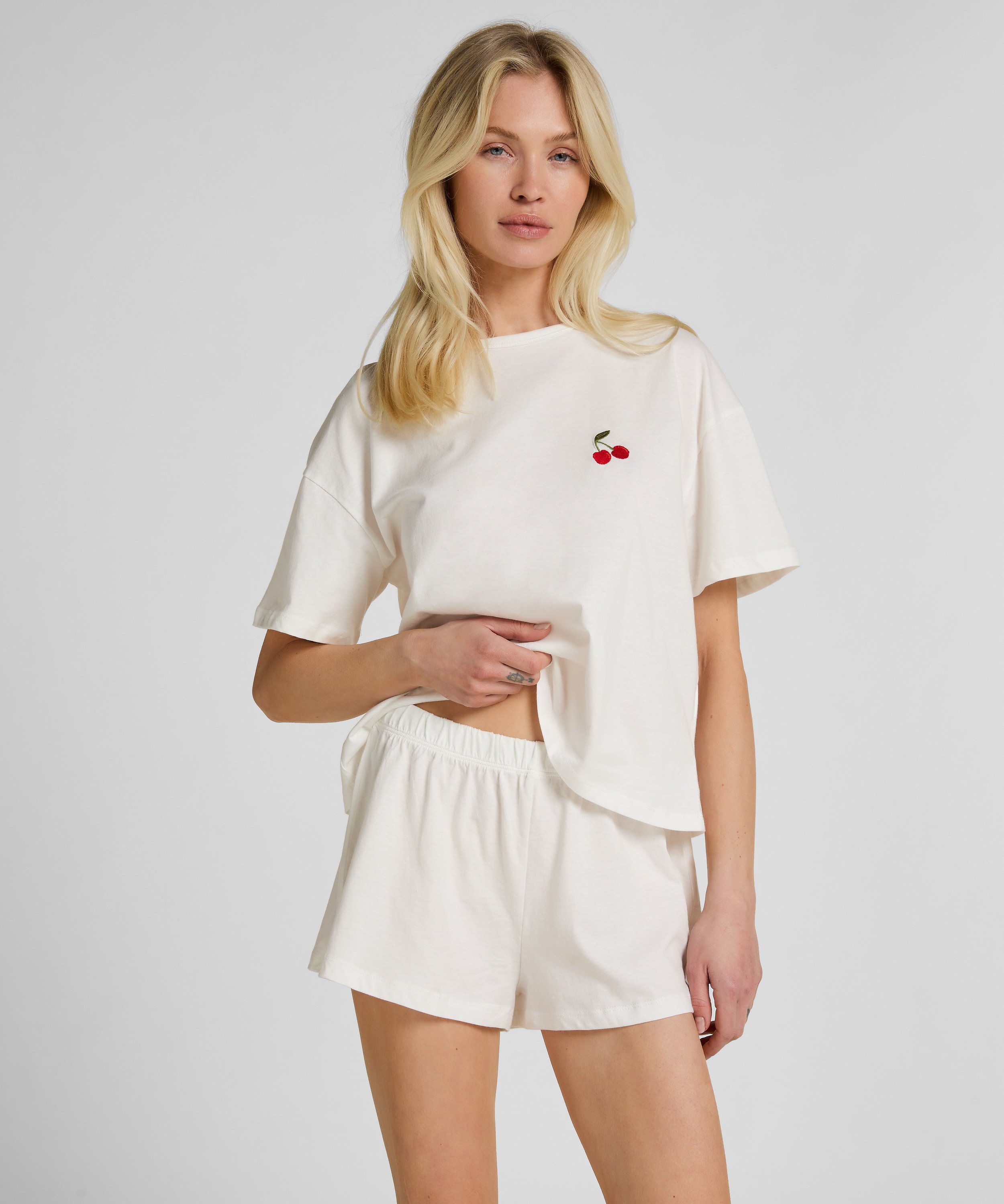 Pyjamaset Cotton, White, main