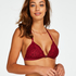 Rose Padded Triangle Bralette, Red