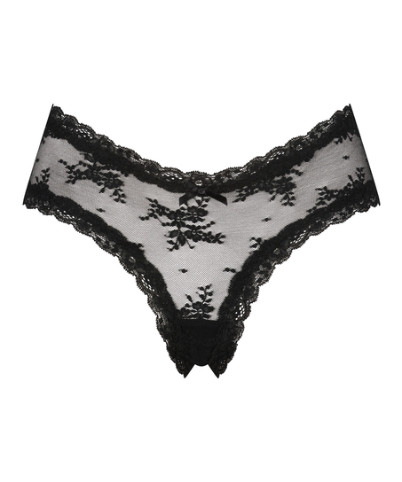 V-shaped Brazilian knickers mesh, Black