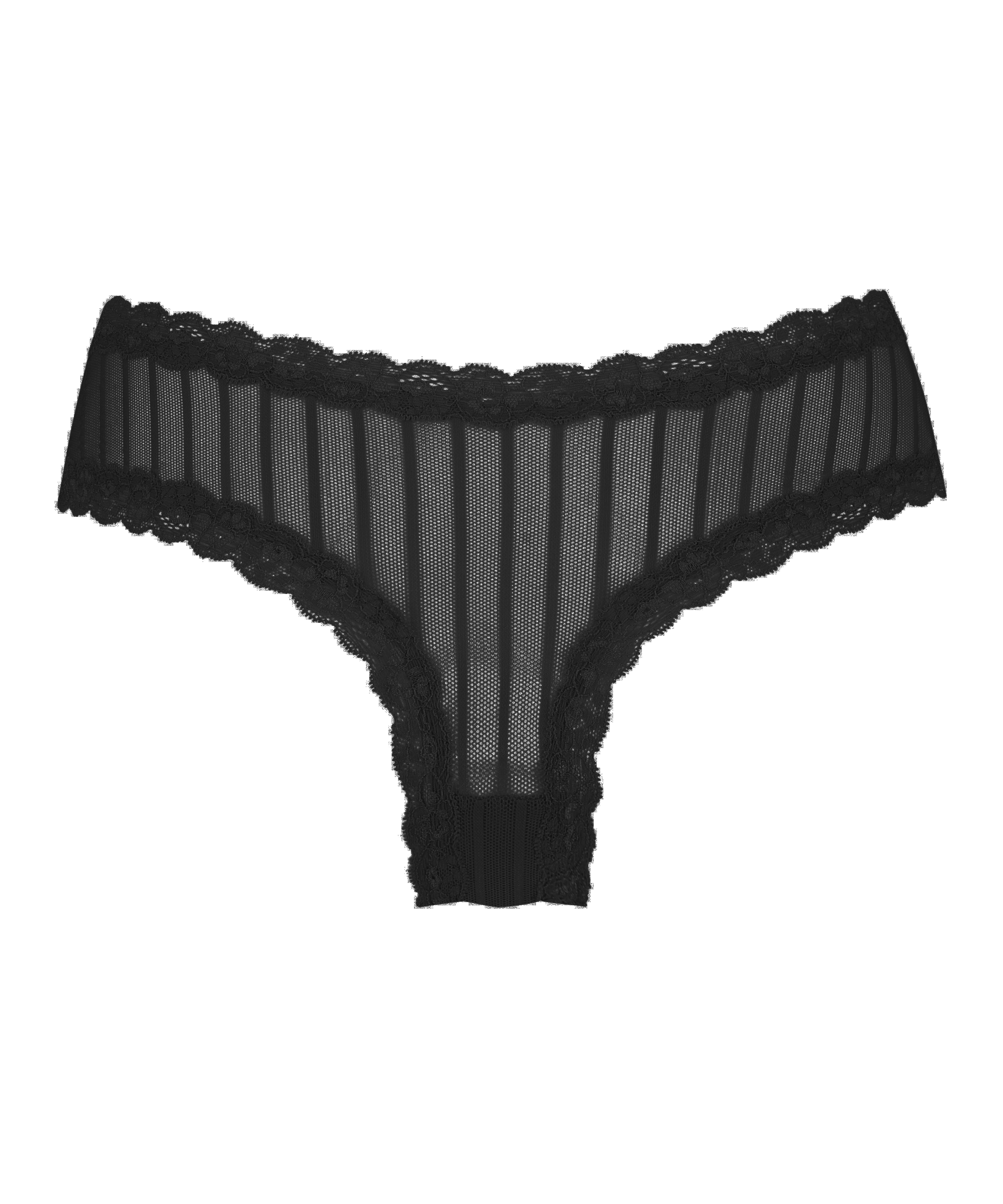 V-shaped Brazilian knickers mesh, Black, main